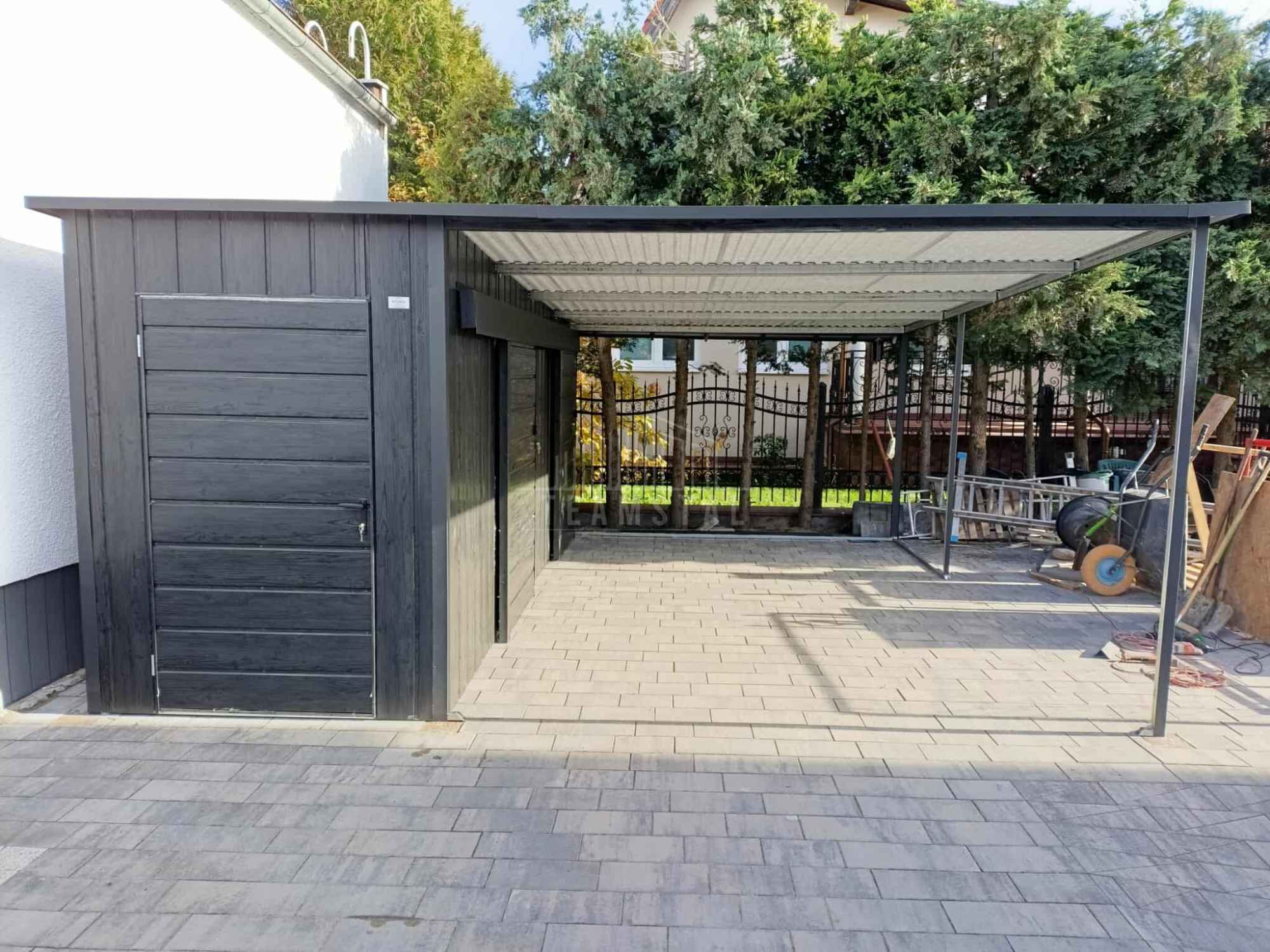 Schowek domek ogrodowy 1,7x5 + wiata 3,3m 2x drzwi TS1241 Śródmieście - zdjęcie 3