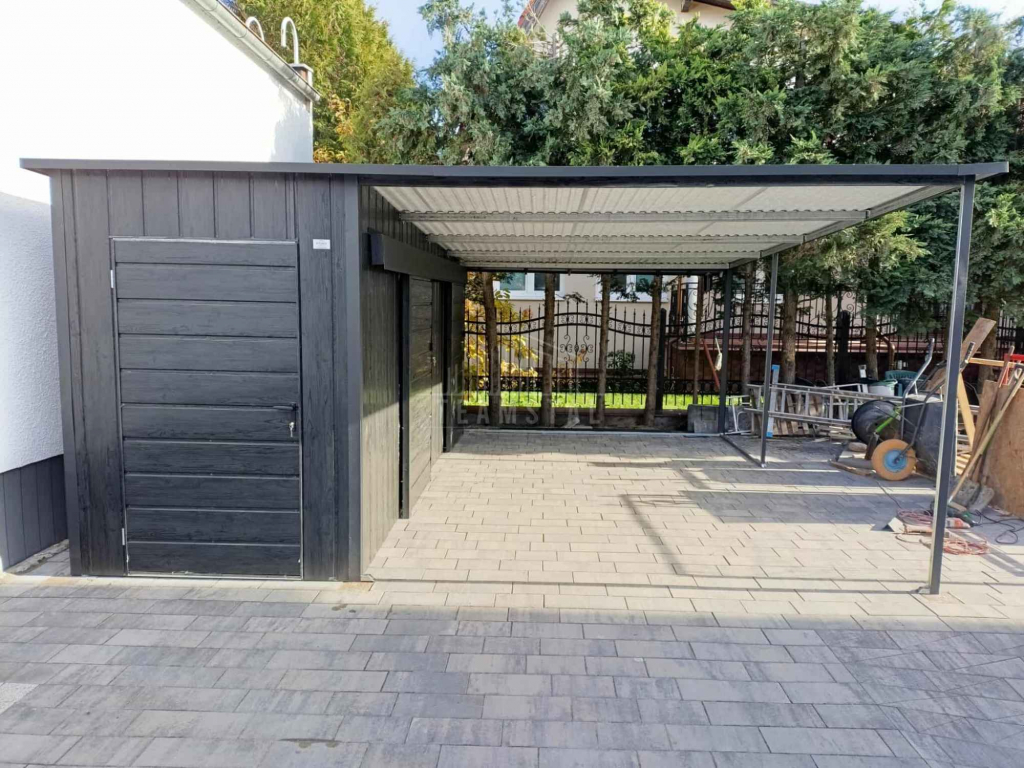 Schowek domek ogrodowy 1,7x5 + wiata 3,3m 2x drzwi TS1241 Śródmieście - zdjęcie 3