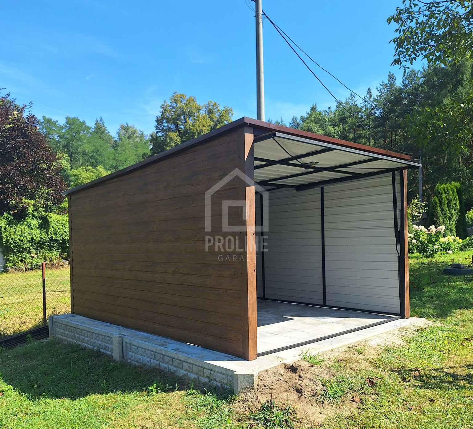 Garaż blaszany 3x4 Brama uchylna - drewnopodobny - Spad w tył PLG124 Gdańsk - zdjęcie 3