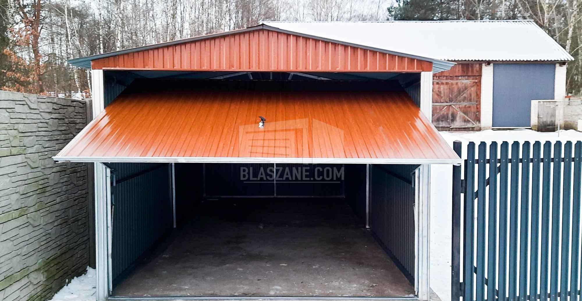 Garaż Blaszany 3x5 - Brama uchylna - jasny brąz dach dwuspadowy BL174 Piła - zdjęcie 5