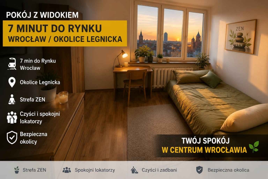 Pokój (15 met) Okolice Legnickiej BALKON/WINDA (Wrocław) Stare Miasto - zdjęcie 1