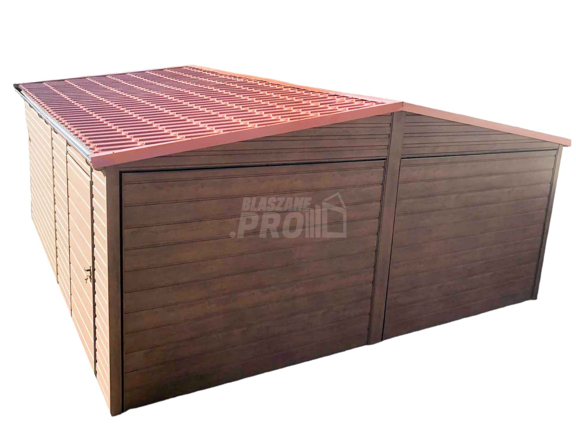 Garaż blaszany 6x6 2x Brama drzwi drewnopodobny Dach dwuspadowy GP111 Miastko - zdjęcie 1