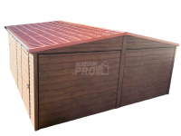 Garaż blaszany 6x6 2x Brama drzwi drewnopodobny Dach dwuspadowy GP111