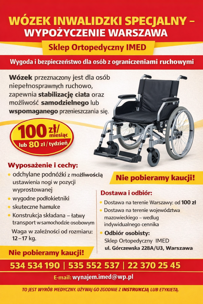 Wózek inwalidzki specjalny – wypożyczenie Warszawa Bemowo - zdjęcie 1