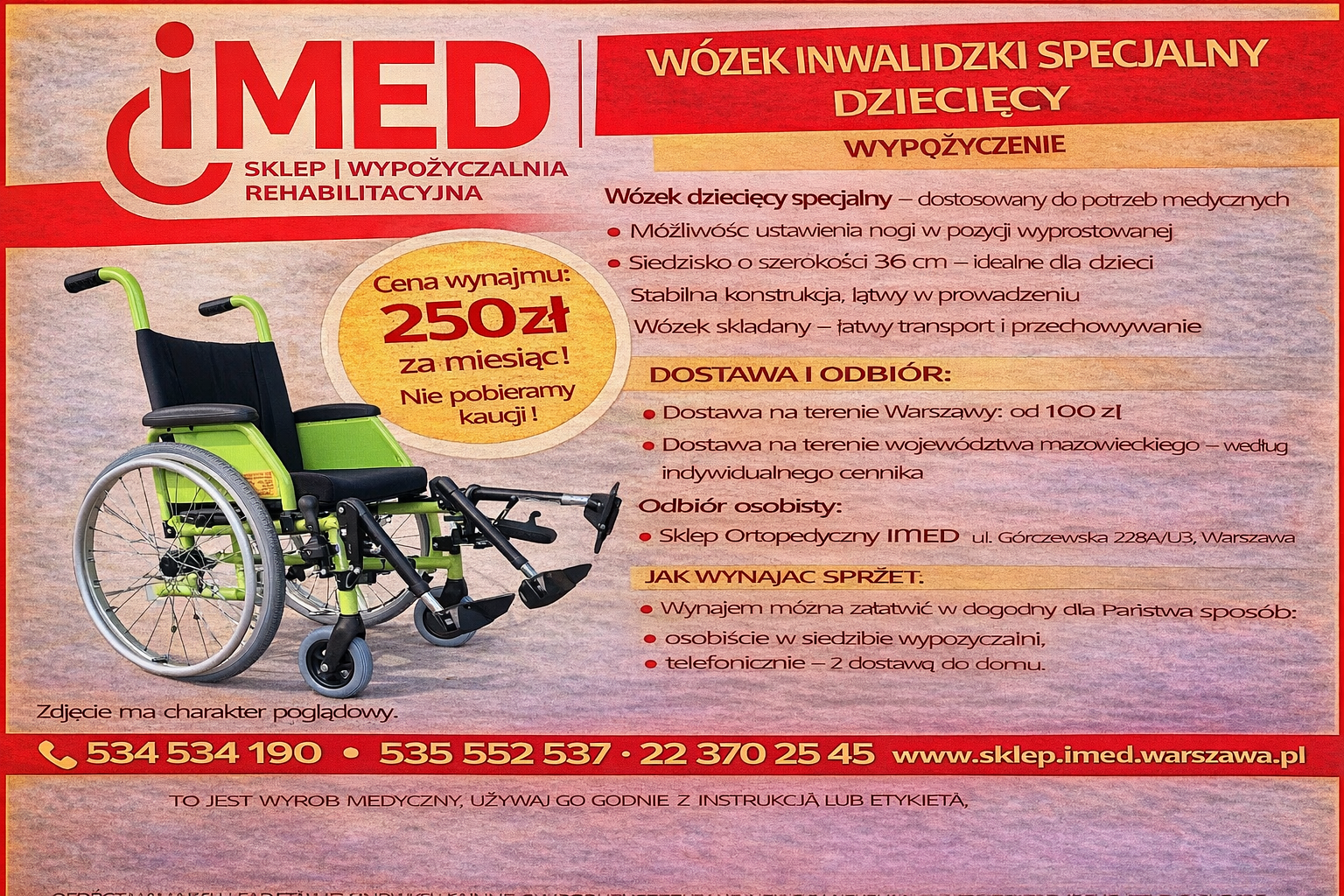 Wozek inwalidzki specjalny dzieciecy wynajem Bemowo - zdjęcie 1