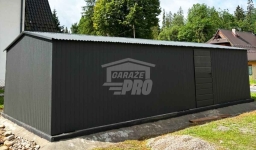 Garaż blaszany 4,5x8 m - brama dwuskrzydłowa - drzwi - dach GP764 Lubartów - zdjęcie 4