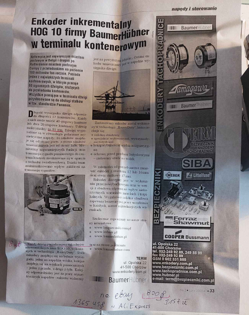 Enkoder inkrementalny HOG 10 firmy Baumer  HOG 10 DN 1024 I  Baumer Dąbrowa Górnicza - zdjęcie 3