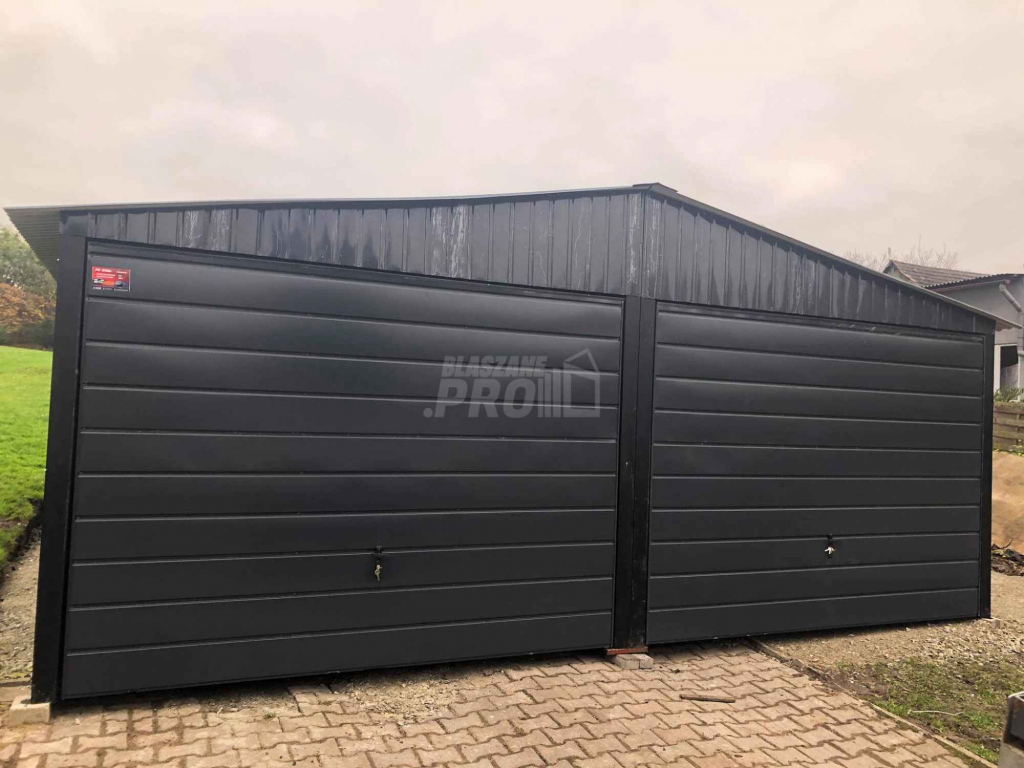 Garaż blaszany 6x6 2x Brama uchylna Czarny Dach dwuspadowy  GP149 Ruda Śląska - zdjęcie 4