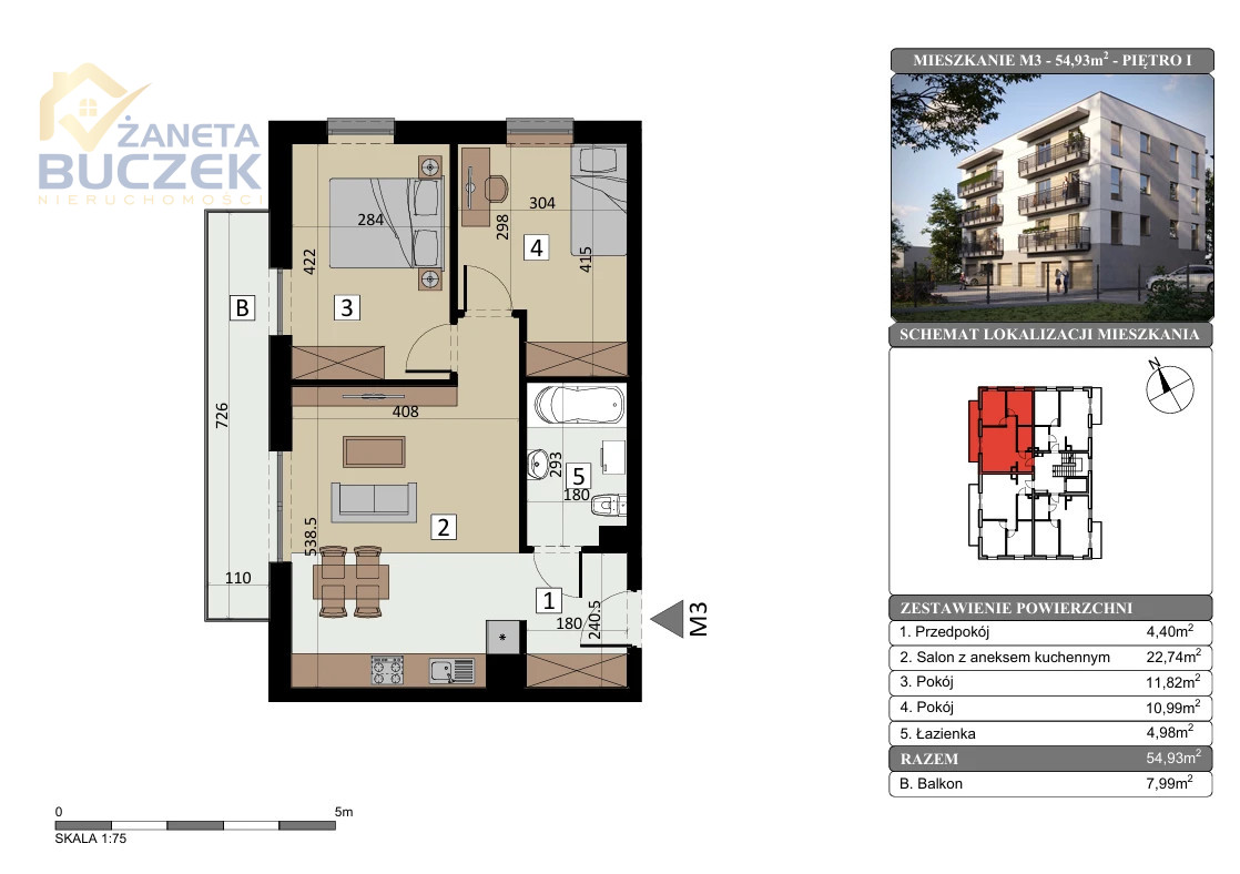2 pokoje 54,93 m² | Nowa inwestycja | 15 Aleja | Sochaczew - zdjęcie 1