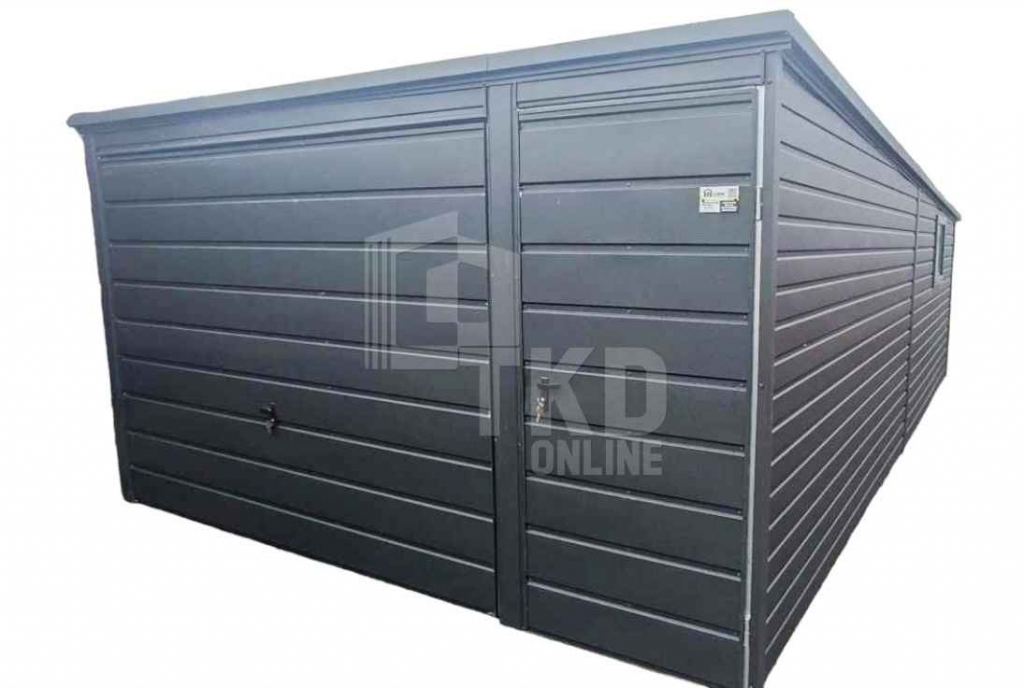 Garaż Blaszany 4x7 Brama Uchylna Drzwi Antracyt dach spad w tył TKD198 Psie Pole - zdjęcie 1