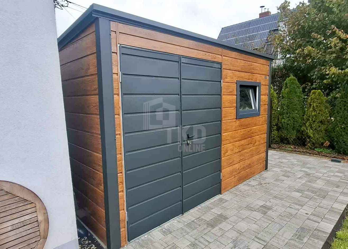 Schowek domek ogrodowy 4x3m brama dwuskrzydłowa okno dach rynny TKD431 Nowy Tomyśl - zdjęcie 4