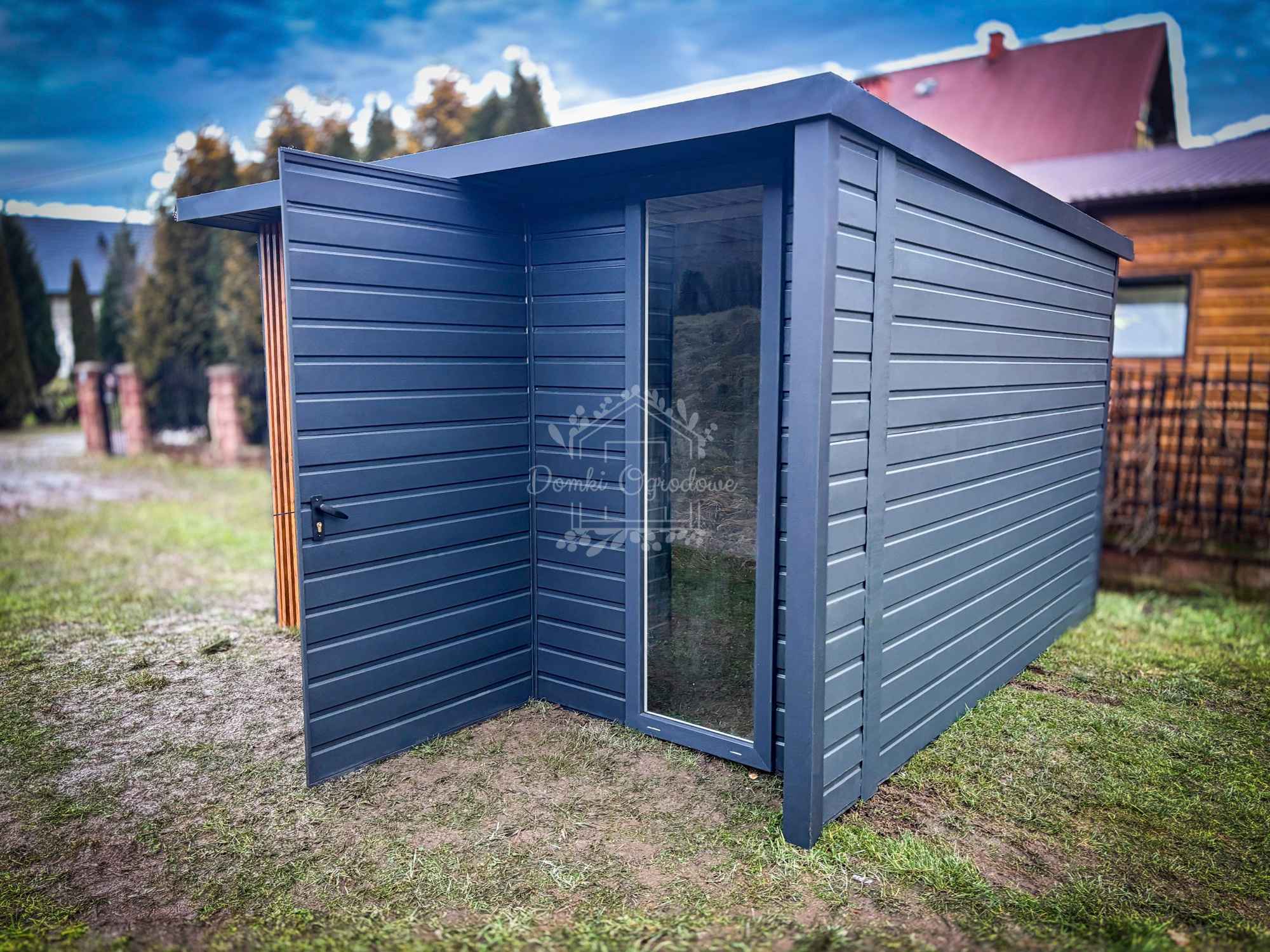 Domek ogrodowy PREMIUM 3x3m wiata   Dekor z lameli  Antracyt  ID905 Konin - zdjęcie 6