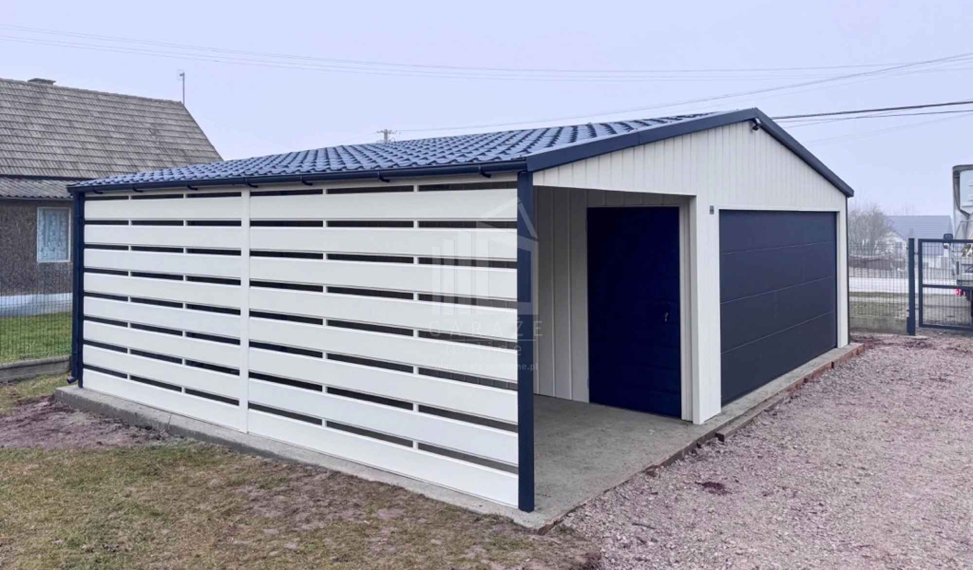 Garaż blaszany 6x6 + wiata 3x6 brama drzwi okno rynny dach ID1211 Łomża - zdjęcie 9