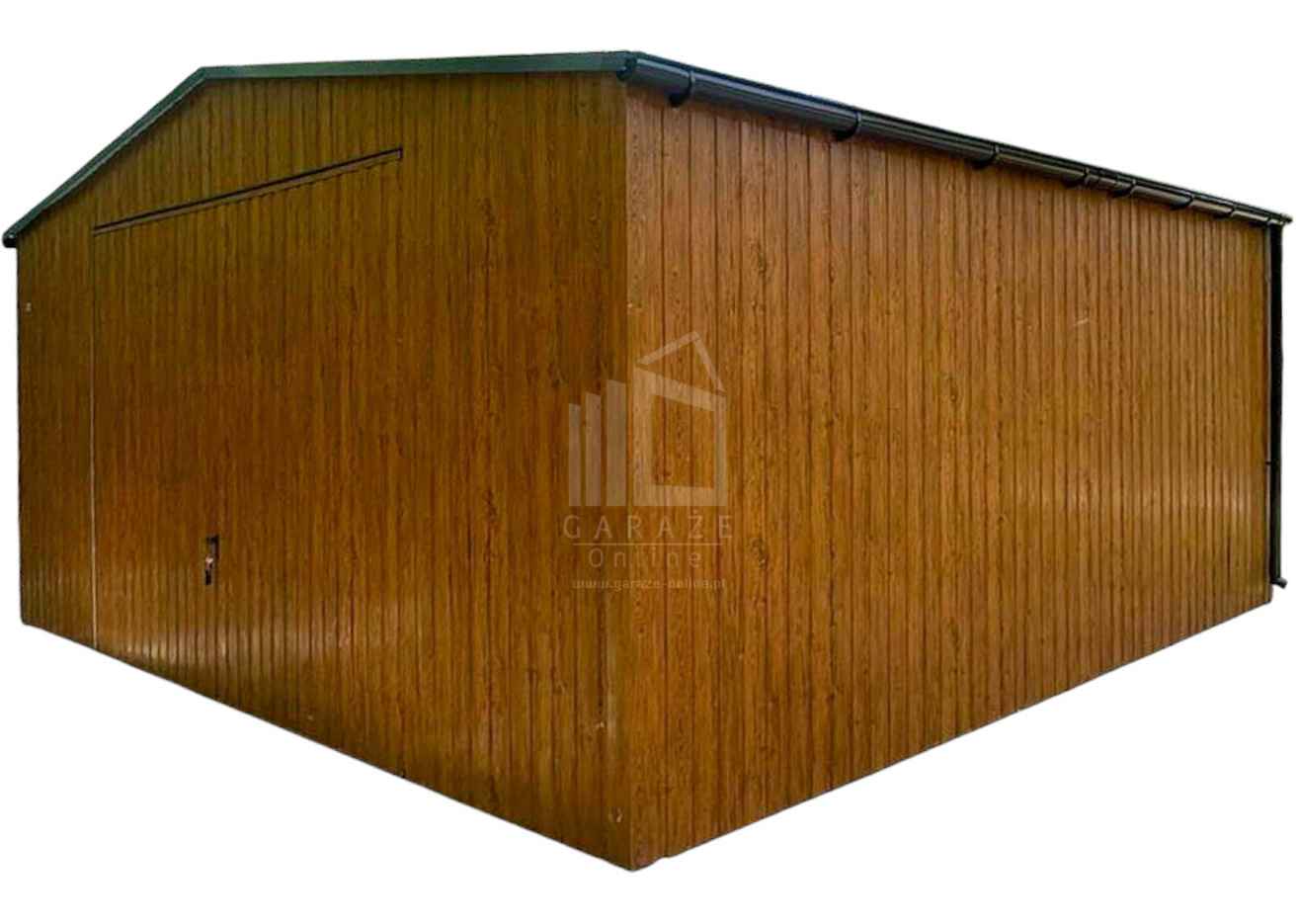 Garaż blaszany 6x6m - brama uchylna drewnopodobny rynny dach  ID1038 Chodzież - zdjęcie 1