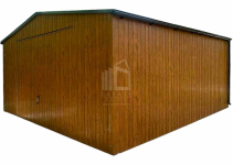 Garaż blaszany 6x6m - brama uchylna drewnopodobny rynny dach  ID1038