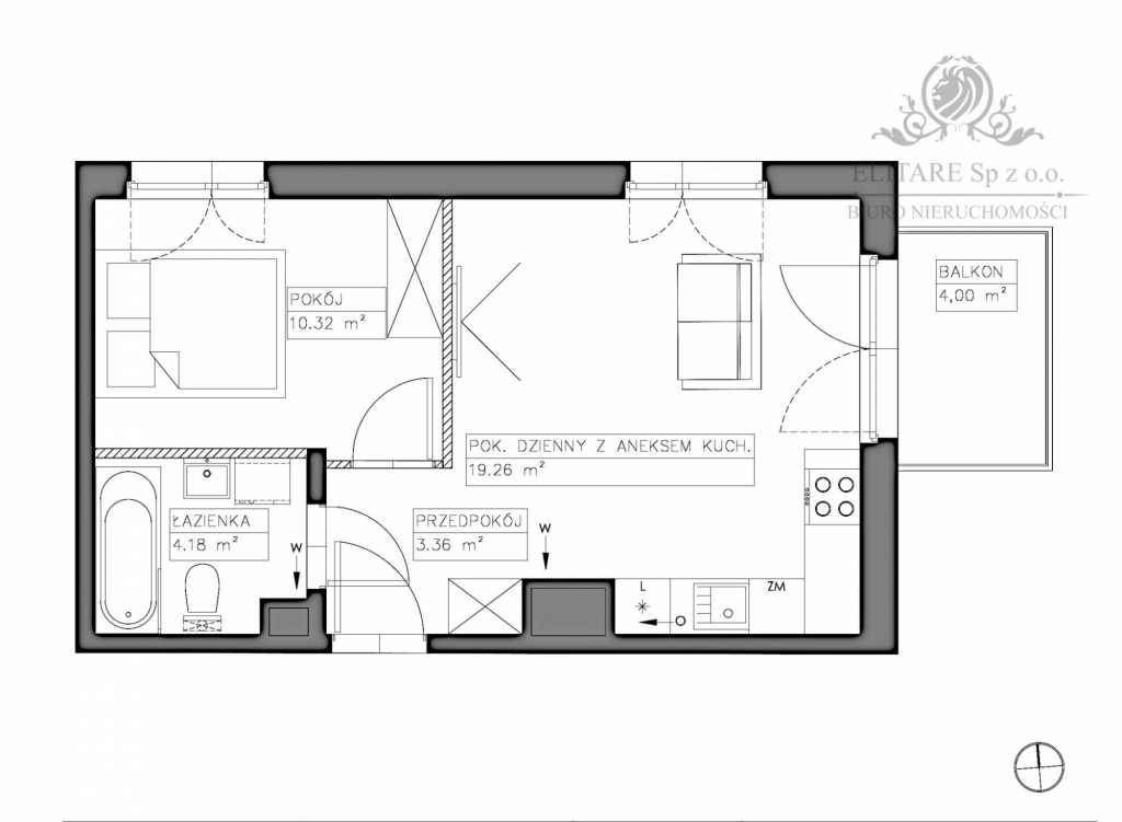 Mieszkanie 2 pokojowe 37,12m2 z balkonem 4m2/Iwiny blisko Buforowej Iwiny - zdjęcie 2