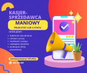 Praca kasjer-sprzedawca, Dino Polska S.A.,  1/2 etatu MANIOWY