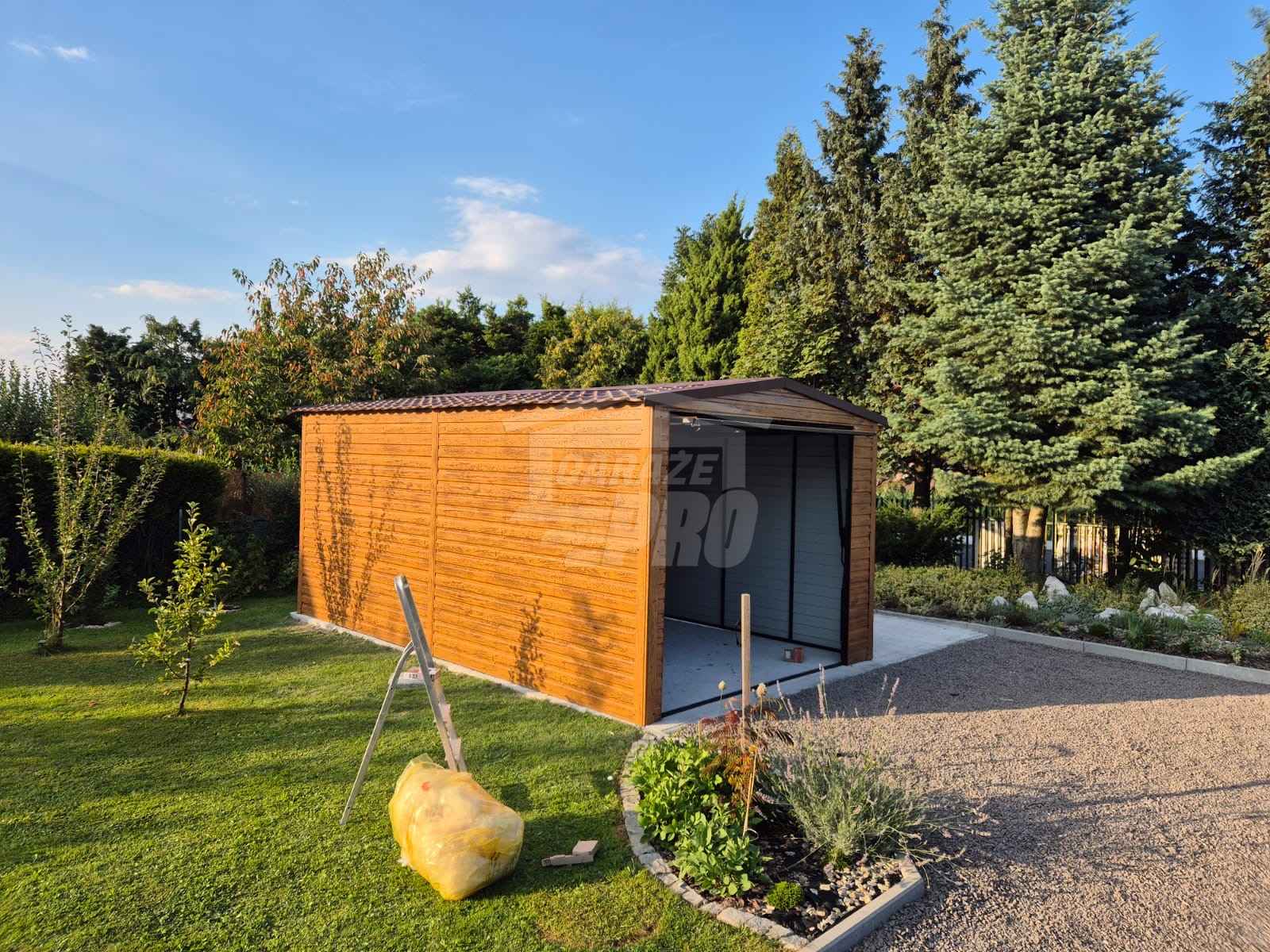 Garaż blaszany 3,5x6m Brama uchylna automat  blachodachówka Dach GP673 Olsztyn - zdjęcie 2