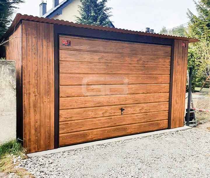 Garaż blaszany 4x7 Brama + drzwi Drewnopodobny  Dach spad w tył GB170 Ełk - zdjęcie 5