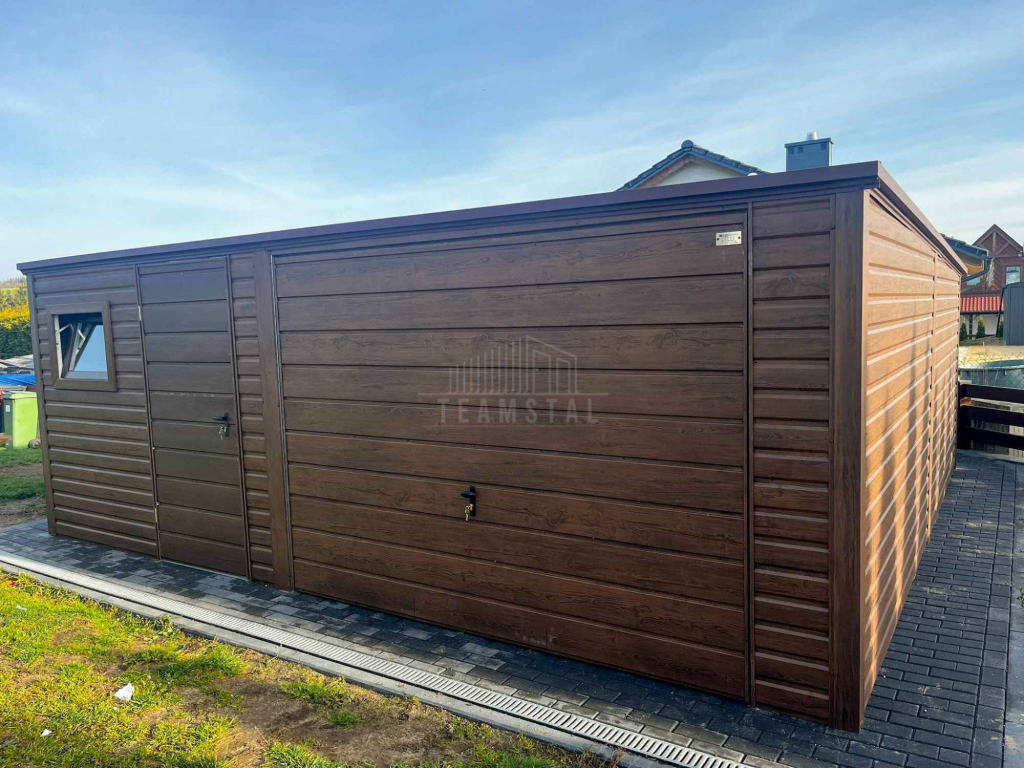Garaż blaszany 5,5x6m  brama uchylna drzwi okno drewnopodobny TS1197 Łęczyca - zdjęcie 2