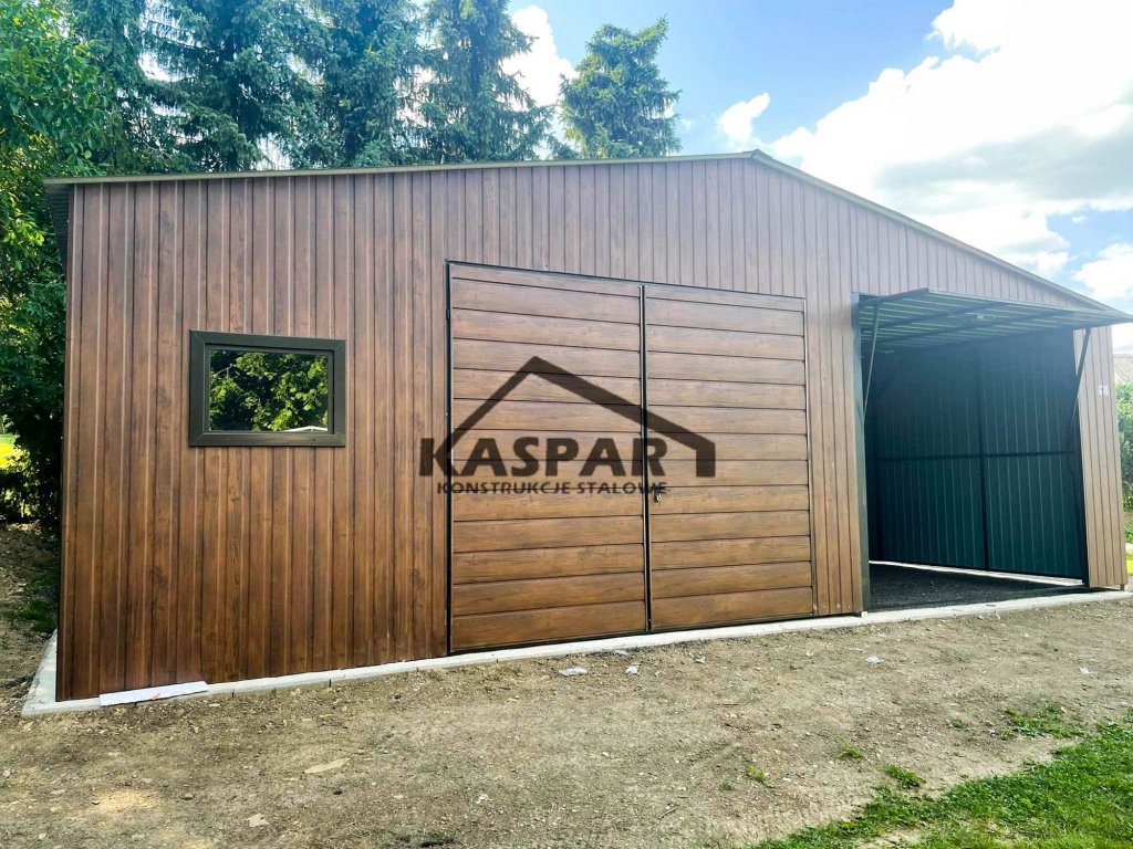 Garaż blaszany 9x6 2x Brama okno  drewnopodobny  Dach dwuspadowy GP139 Grzybowo - zdjęcie 2
