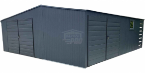 Garaż blaszany 7x7,5m + wnęka 2,5m 2x brama 2x okno dach GP481