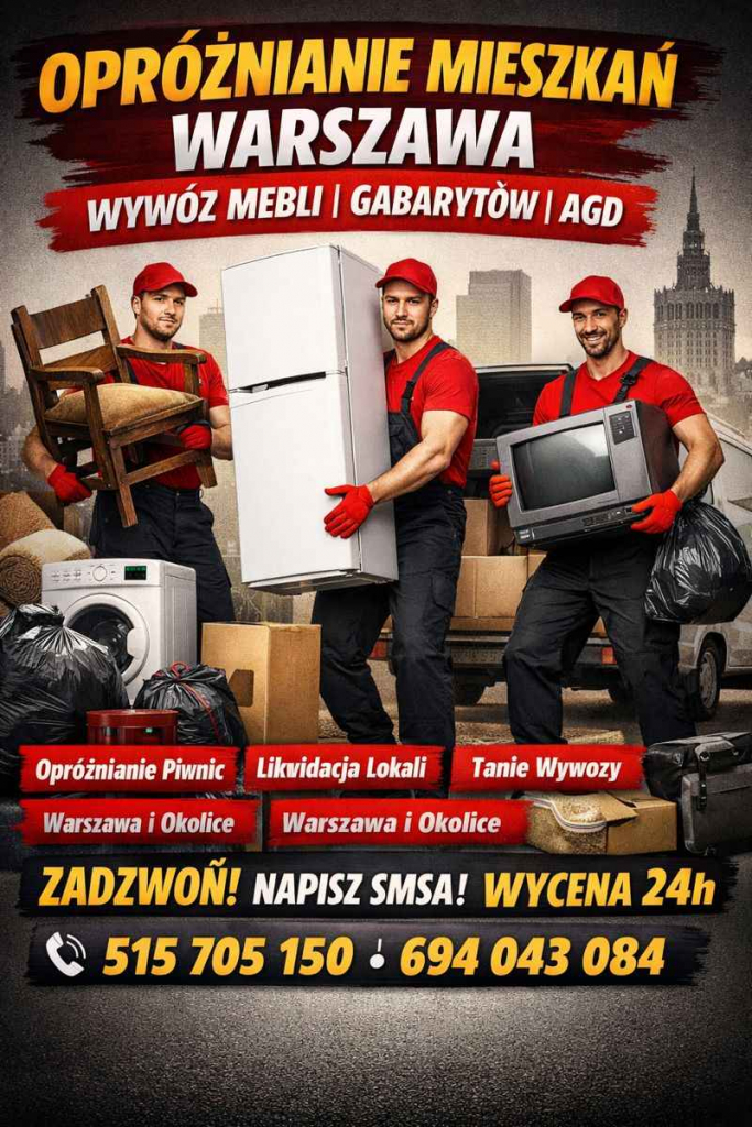 OPRÓŻNIANIE MIESZKAŃ WARSZAWA | WYWÓZ MEBLI, GABARYTÓW, AGD – Mokotów - zdjęcie 1