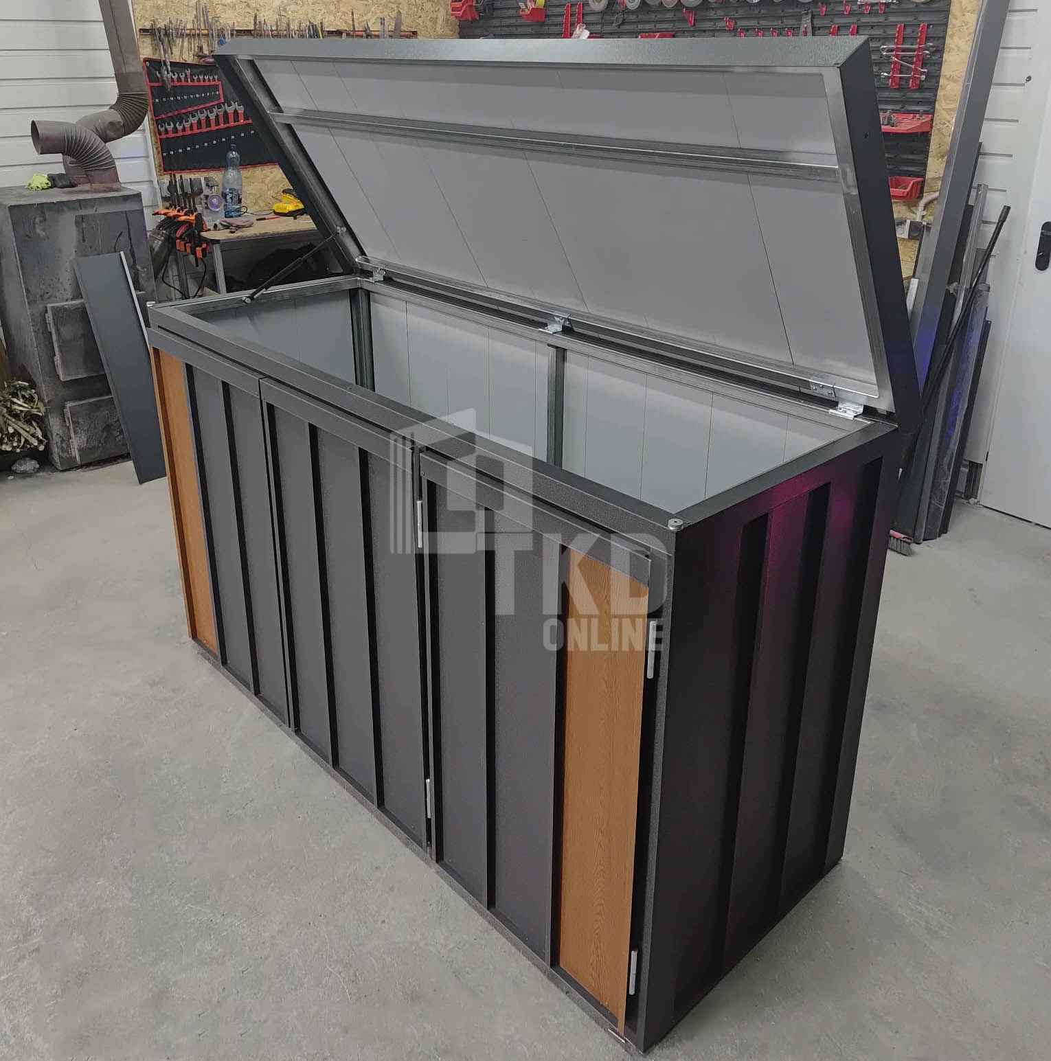 Zabudowa koszy na śmieci wiata obudowa 177x65x110 cm 3x120L  TKD449 Kalisz - zdjęcie 3