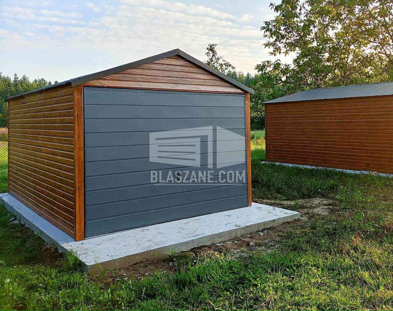 Garaż Blaszany 3x7  Brama Antracyt drewnopodobny dach dwuspadowy BL136 Busko-Zdrój - zdjęcie 3