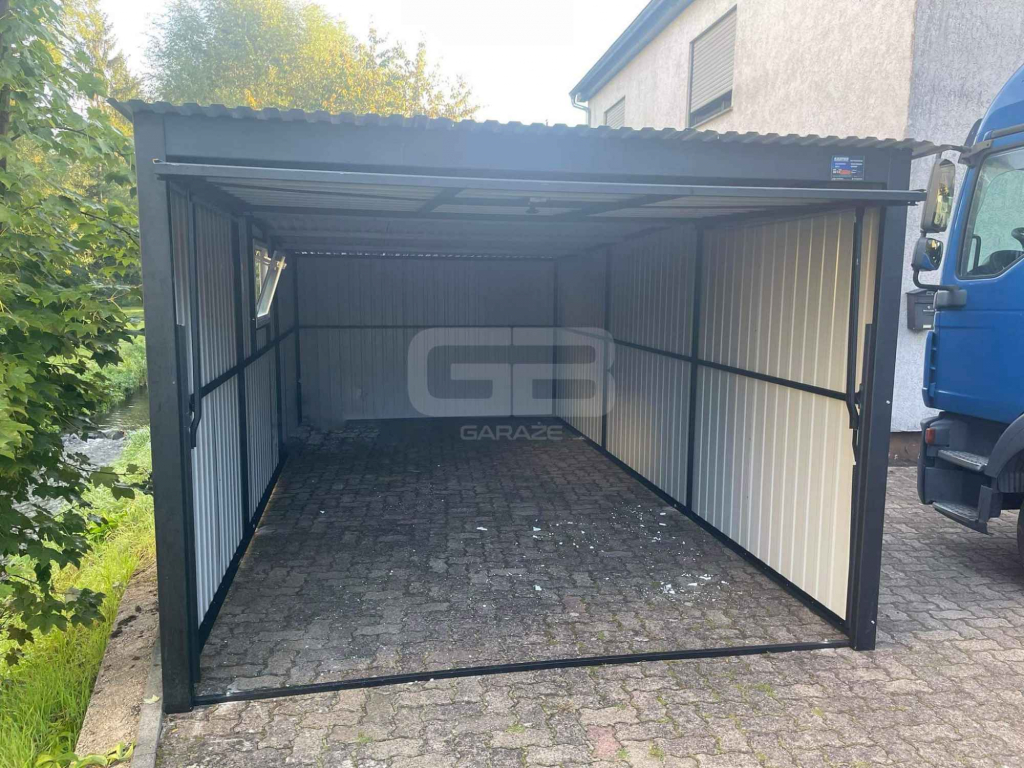 Garaż blaszany 3x7 brama uchylna - okno PCV - antracyt Dach GB157 Bełchatów - zdjęcie 8