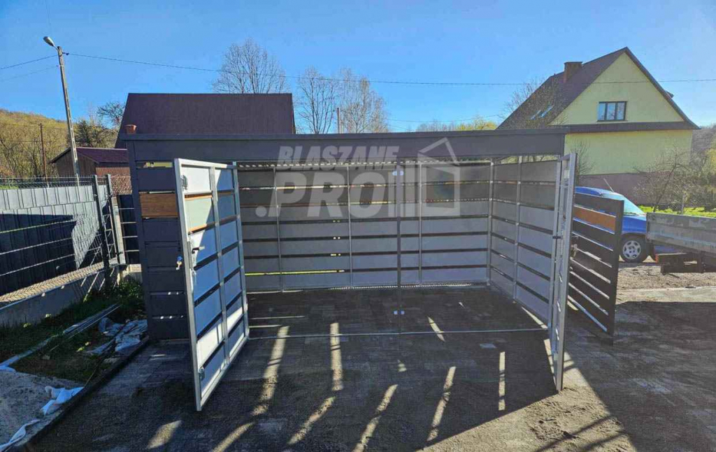 Wiata śmietnikowa 4x2,1m Antracyt jasny orzech Schowek ogrodowy GP358 Otwock - zdjęcie 5