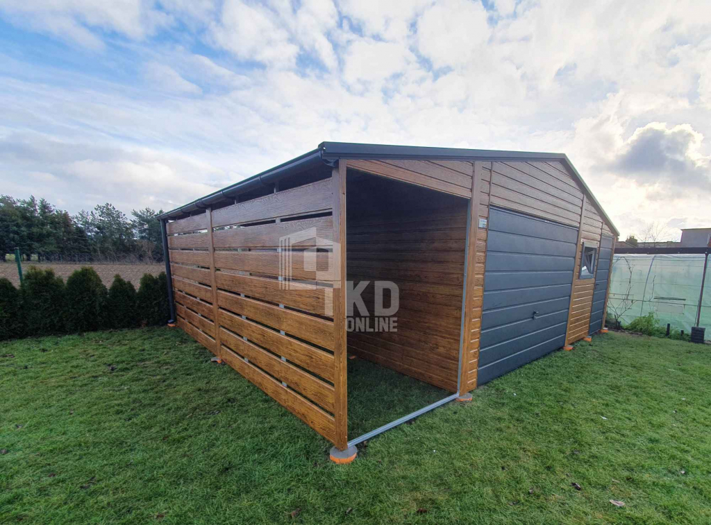 Garaż Blaszany 5x6 + wiata 1,5x6 Brama - okno drewnopodobny TKD147 Słupsk - zdjęcie 10