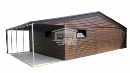 Garaż blaszany 9x6 + wiata 3x6  drewnopodobny Dach dwuspadowy GP135 Toruń - zdjęcie 1