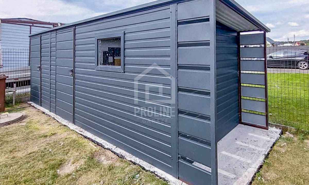 Schowek Domek Ogrodowy 5x2m +Wiata0,5m 2x Drzwi Okno spad w tył PLG158 Nowogard - zdjęcie 3