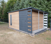 Domek Schowek Ogrodowy z wiatą 4.5x3m drewnopodobny Winchester PREMIUM Puławy - zdjęcie 3