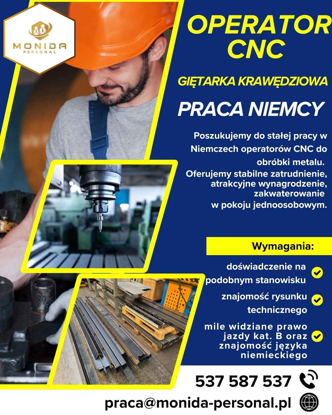 Praca w Niemczech od zaraz, świetne warunki. Operator CNC Fabryczna - zdjęcie 1