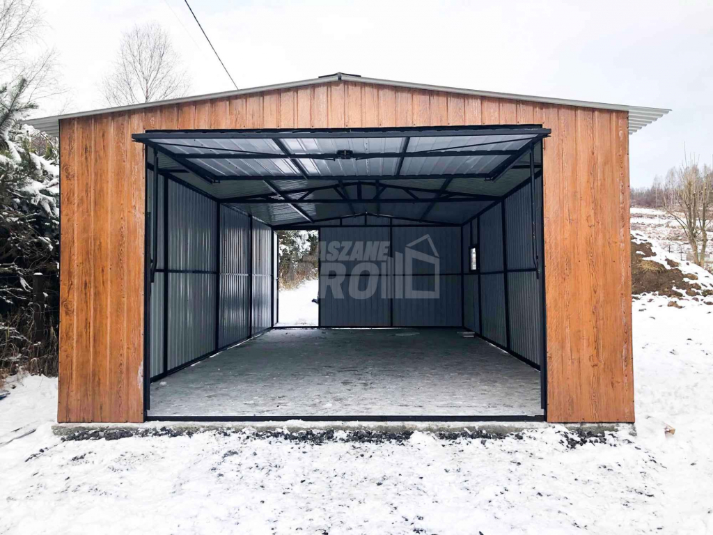 Garaż blaszany 4x8 Brama uchylna Okno Dodatkowe drewnopodobny  GP148 Łęczyca - zdjęcie 4
