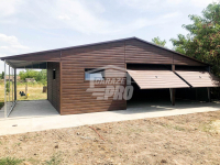 Garaż blaszany 9x6 + wiata 3x6  drewnopodobny Dach dwuspadowy GP135 Toruń - zdjęcie 2