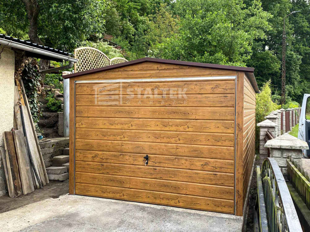 Garaż blaszany 3x5m - Brama uchylna drewnopodobny dach ST155 Kalisz - zdjęcie 3