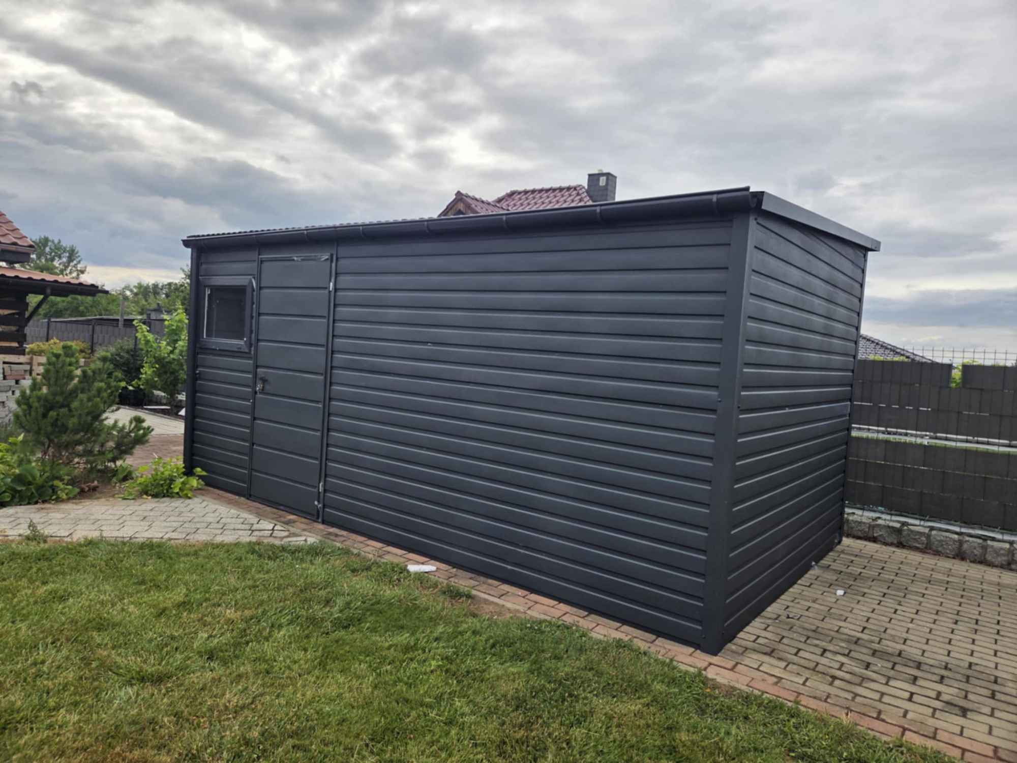 Domek Ogrodowy 5x2m Spad na tył Ciemny Grafit Mat PREMIUM Otwock - zdjęcie 3