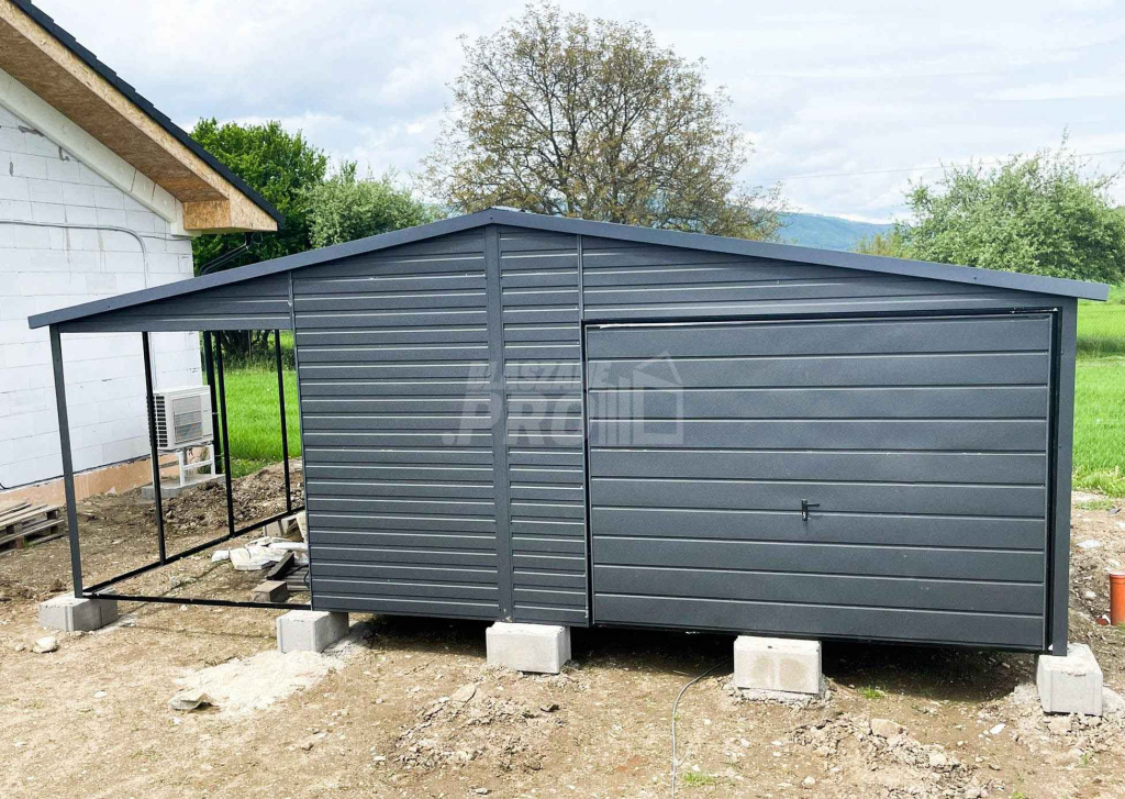 Garaż blaszany 5x6 wiata brama uchylna drzwi 2x okno Dach dwuspad GP91 Konin - zdjęcie 3
