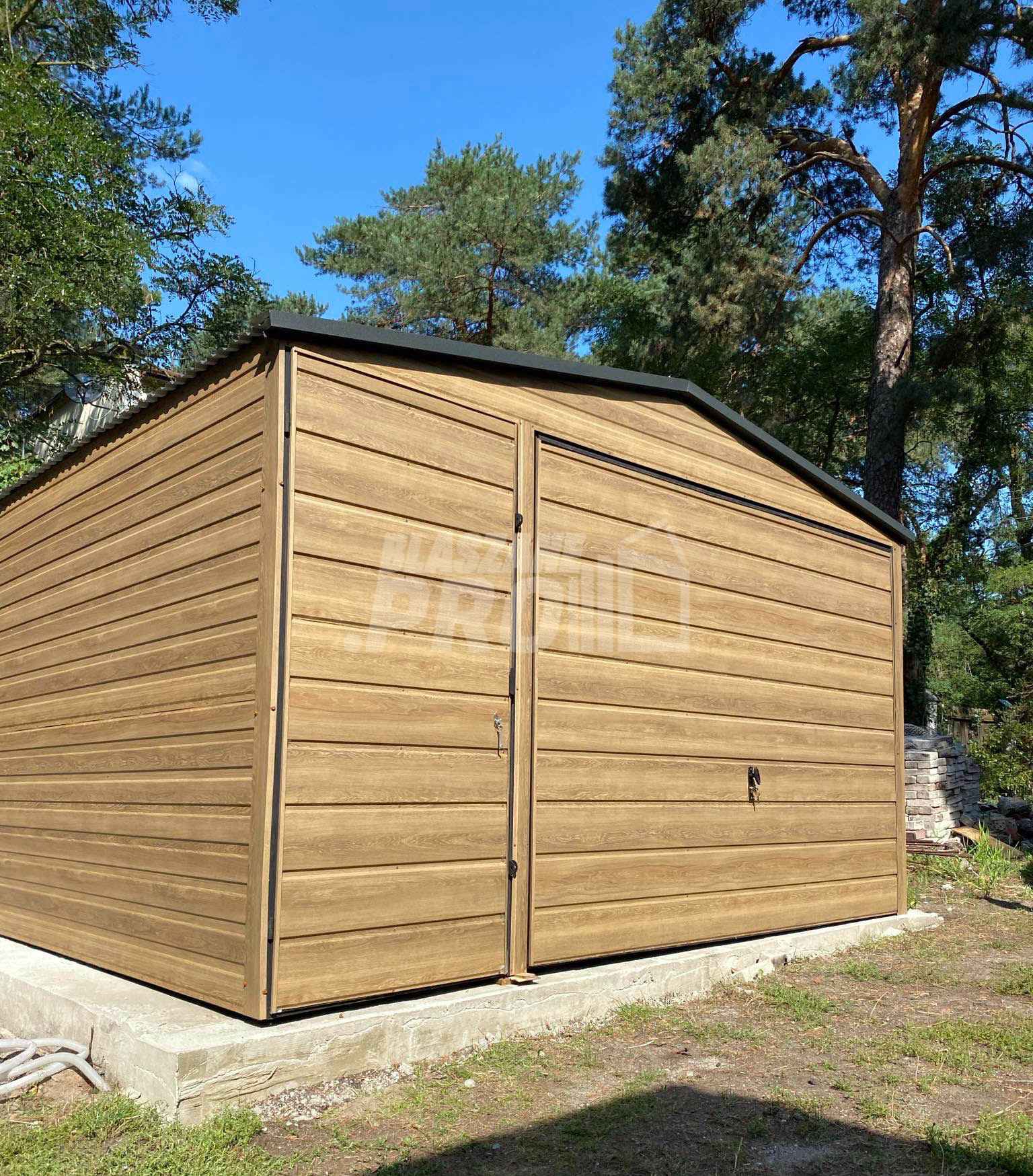 Garaż Blaszany 4x5m - Brama uchylna   drewnopodobny  dwuspadowy GP453 Elbląg - zdjęcie 4