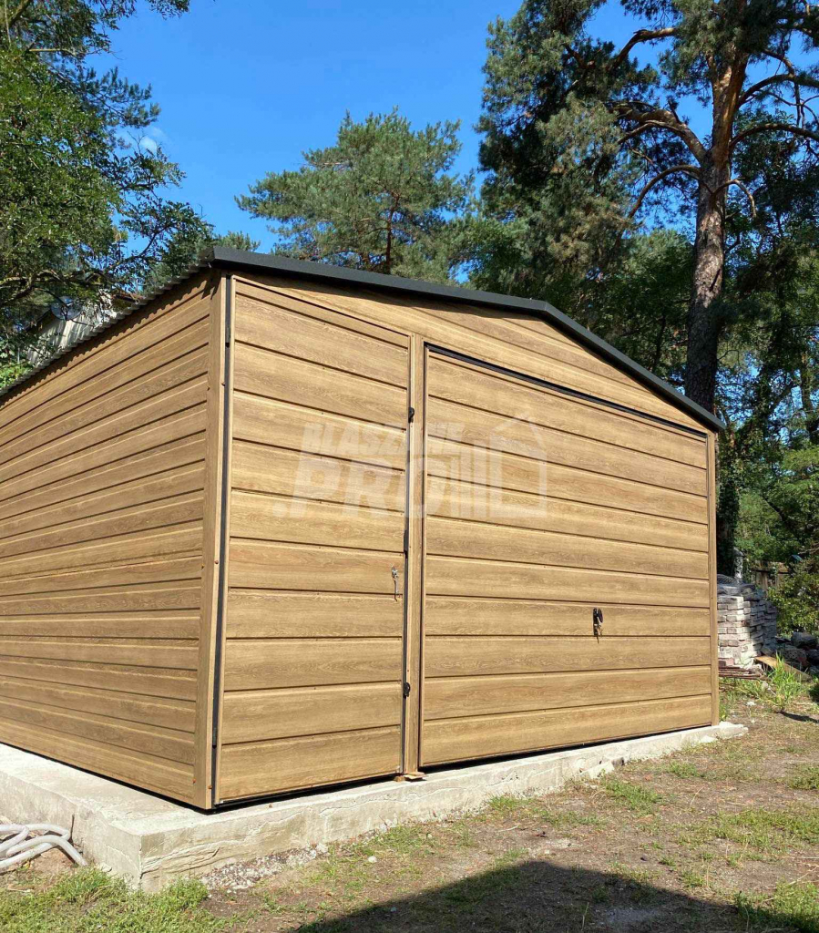 Garaż Blaszany 4x5m - Brama uchylna   drewnopodobny  dwuspadowy GP453 Elbląg - zdjęcie 4