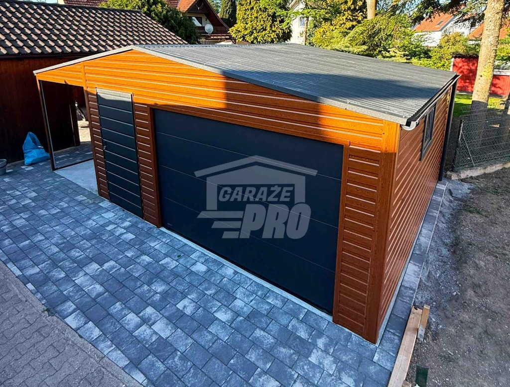 Garaż blaszany 5x6 m + wiata 2x6 m brama drzwi okno rynny dach GP768 Toruń - zdjęcie 4
