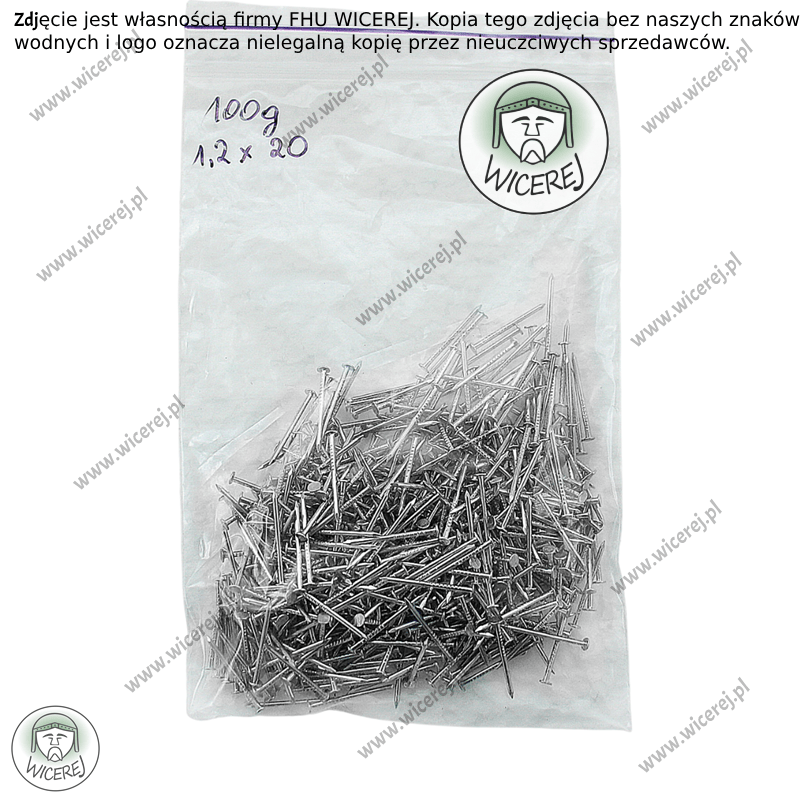 Gwoździe do nabijania odstępników 1,2 x 20mm - 100g stal ocynkowana Jaśliska - zdjęcie 3