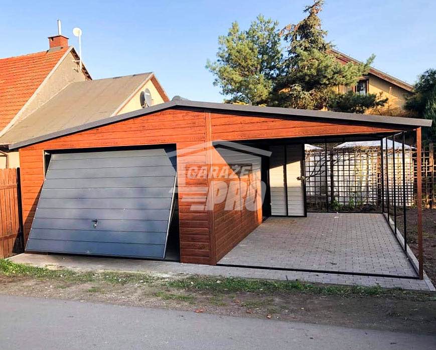 Garaż blaszany 4x6 + wiata 3m drewnopodobny Dach dwuspadowy GP88 Bochnia - zdjęcie 10