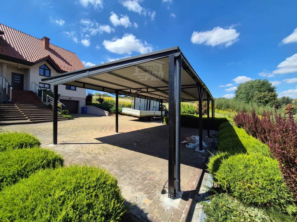 Wiata samochodowa CarPort 8x5 m + wypust dachu 1m  rynny GP721 Legnica - zdjęcie 5