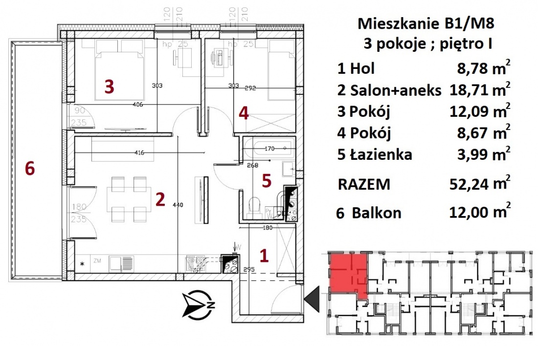 Nowe mieszkania - Rzeszów - Drabinianka - 47,09m2 - 1 Rzeszów - zdjęcie 3