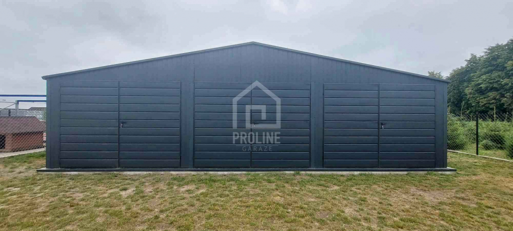 Garaż blaszany 10x6m 3x Brama Rynny Antracyt - Dach dwuspadowy PLG184 Wejherowo - zdjęcie 2