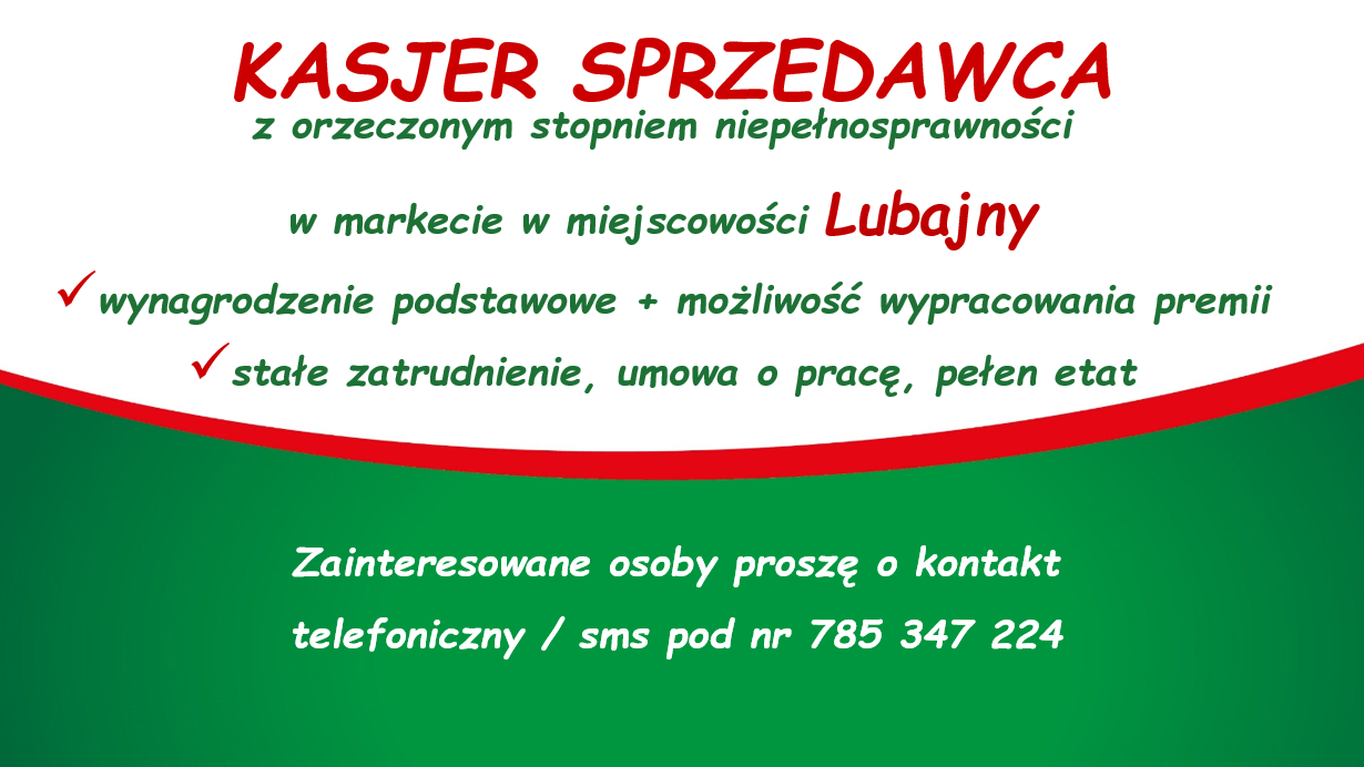 Praca dla os. z orzecz., Dino Polska S.A., Lubajny Lubajny - zdjęcie 1